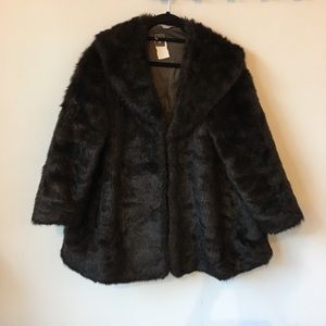 Vintage Faux Fur Coat - S/M - Dark Brown - EUC